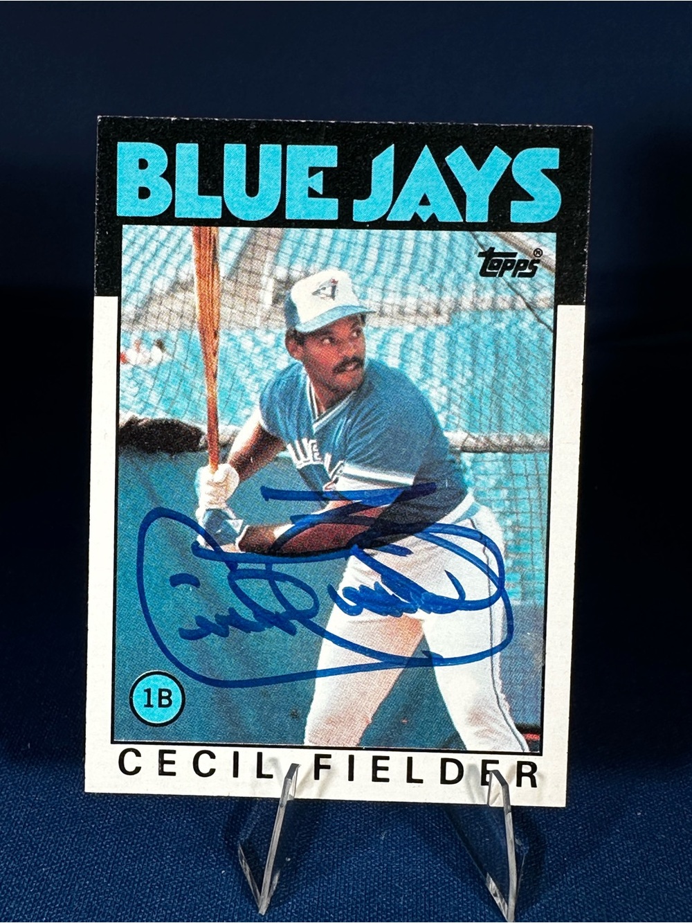 1986 Topps Cecil Fielder #386 with AUTO